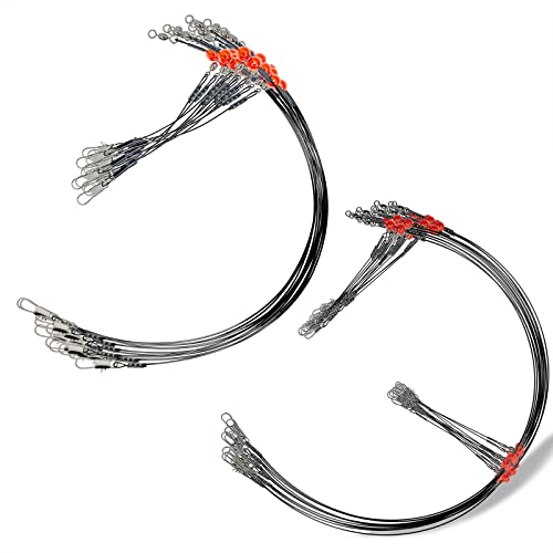 YOTO Fishing Leaders,Stainless Steel Tackle Rig with Tackle Lure Swivels Snaps, Saltwater rig Wire Leader Fishing Leader Wire Bottom rigs for Saltwater - color: Black Fishing Leaders, style: 1arm+2arm-24pcs