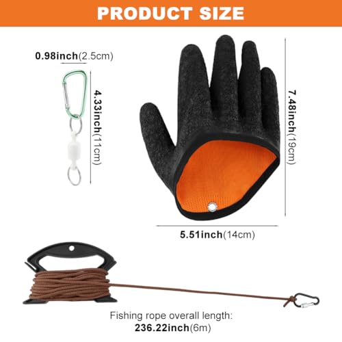 2PCS Fishing Gloves with Magnet Release, Non-Slip Fishing Catching Gloves, Puncture-Proof, Waterproof, Quick-Dry,Professional Fishing Glove for Handling Fish