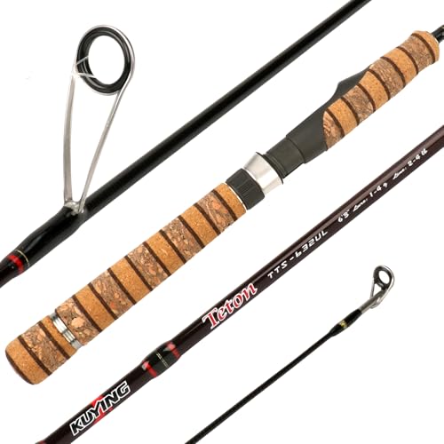 Teton 5'2"-6'6" BFS Fishing Rod Casting & Spinning, Ultra Light Rods, 40T Carbon Fiber Blank, Fuji Guides & Reel Seat, MF Fast Action, 2 Piece Travel Trout Lure Pole - size: Spin 6'3"-UL-M Fast-TTS632UL(PlusTip)