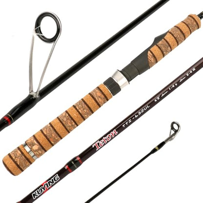 Teton 5'2"-6'6" BFS Fishing Rod Casting & Spinning, Ultra Light Rods, 40T Carbon Fiber Blank, Fuji Guides & Reel Seat, MF Fast Action, 2 Piece Travel Trout Lure Pole - size: Spin 6'3"-UL-M Fast-TTS632UL(PlusTip)
