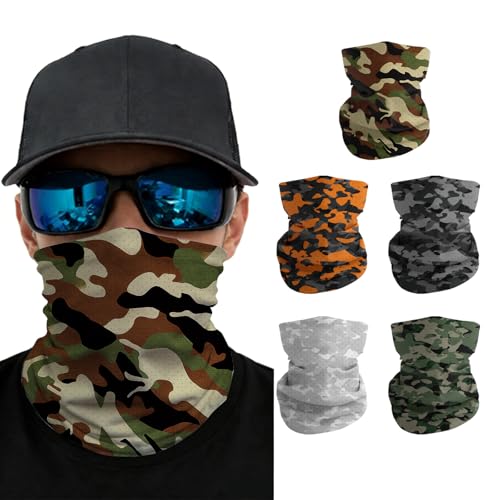 Summer Cooling Neck Gaiter UV 50+ Sun Protection Breathable Mesh Face Mask - color: 5pcs-camo