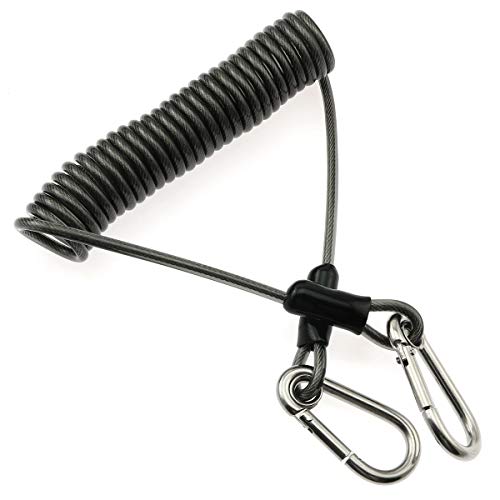Fishing Coiled Lanyard Stainless Steel Wire Lost Hand Rope Telescopic Rope Hook Loss Prevention Fishing Accessories Tools for Mountaineering, Fishing, Boating, Hiking, Camping and Hunting