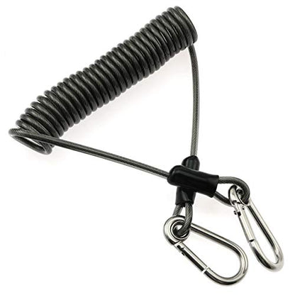 Fishing Coiled Lanyard Stainless Steel Wire Lost Hand Rope Telescopic Rope Hook Loss Prevention Fishing Accessories Tools for Mountaineering, Fishing, Boating, Hiking, Camping and Hunting