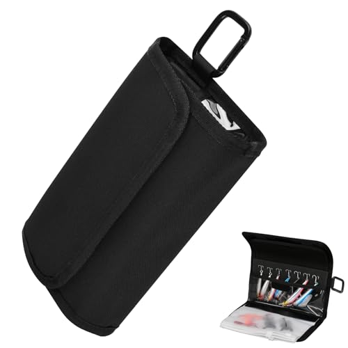 Cosmos Fishing Tackle Organizer Wallet Wrap with Fishing Spinner Baits Clear Case Bag & 4 Removable Fishing Lure Storage Zipper Sleeve Soft Bait Binder Pocket with Hanging Hook for Fishing & Fisherman
