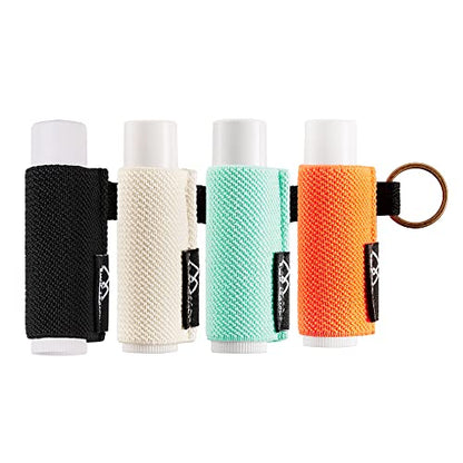 WK IEASON Lip Balm Holder Keychain for LANEIGE, Summer Fridays, Small Christmas Gifts Stocking Stuffers for Teen Girls, Lip Gloss Holder Compatible With Chapstick, Burt's Bees Elastic Lipstick Holder - color: Black/Orange/Beige/Green