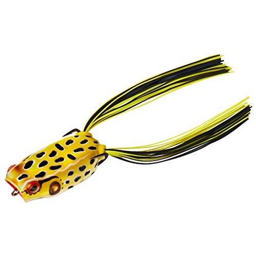 BOOYAH Poppin' Pad Crasher Topwater Bass Fishing Hollow Body Frog Lure with Weedless Hooks - color: Swamp Frog