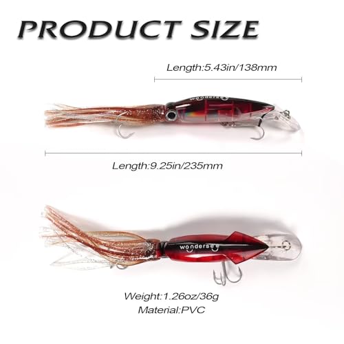 Wondersee Squid Fishing Bait Soft Hard Lures Kit Swimbait Crankbait Jig Simulation Weighted Holographic 4 PCS - color: light green
