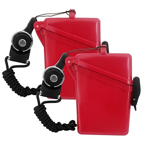 Sport Waterproof ID Card Badge Holder Case with Lanyard Cover Multiple Credit Cards, Registration, ins Card Heavy Duty Durable Locker Dry Box (Red,2pack) - color: Red,2pack
