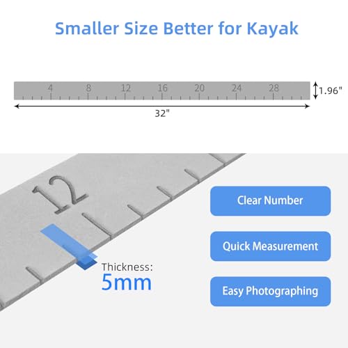 Fish Ruler 32in EVA Foam Fish Measuring Ruler with Self-Adhesive Backing for Fishing Kayaks Accessories, Fish Ruler Measurement Sticker Tool for Fish Kayak - color: Light Grey