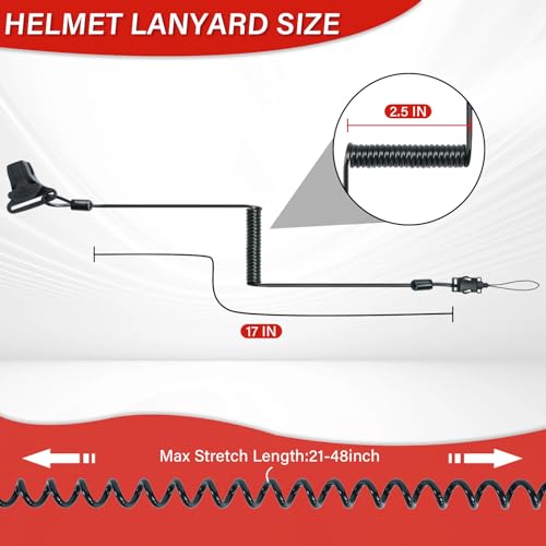 MELOTOUGH Coiled Lanyard,Hard Hat Lanyard with Clamp End,No Snag Design for Hard Hat,Weight Capacity 2lbs - color: Black