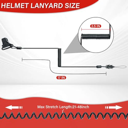 MELOTOUGH Coiled Lanyard,Hard Hat Lanyard with Clamp End,No Snag Design for Hard Hat,Weight Capacity 2lbs - color: Black