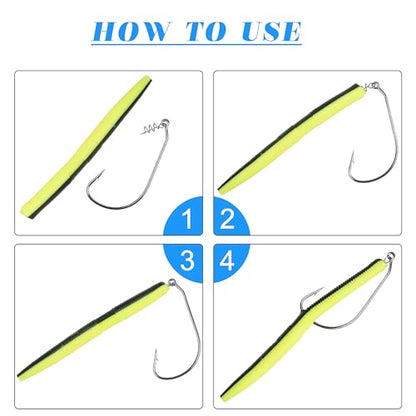 Twistlock Fishing Hooks,50pcs Bass Fishing Worm Hooks with Centering Pin Spring Unweighted Swimbait Hooks for Soft Plastics Lure Baits Saltwater Freshwater Size 1/0 2/0 3/0 4/0 5/0 - size: Size 2/0-50pcs