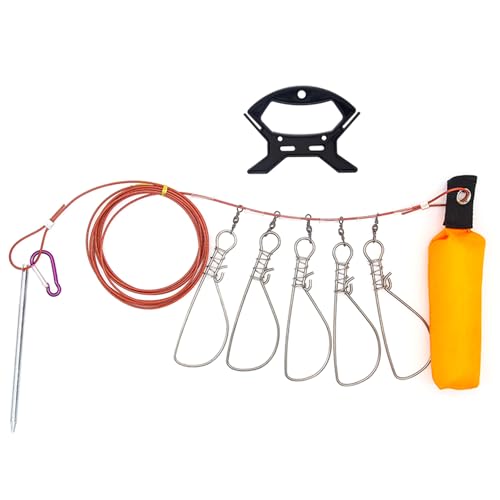 Tackle Live Fish Stainless Steel Stringer Clip Fishing Stringer Big Wire Rope Cable Fishing Holder Set Stainless Steel Clip