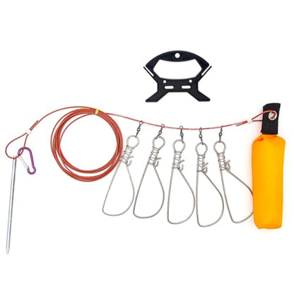 Tackle Live Fish Stainless Steel Stringer Clip Fishing Stringer Big Wire Rope Cable Fishing Holder Set Stainless Steel Clip