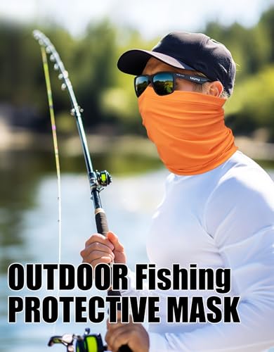 JHYWELL Cooling Neck Gaiter Face Mask, UV Protection Masks Gator, Windproof Bandana for Skiing, Fishing, Hiking, Cycling - color: Neon Orange