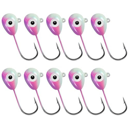 Alwonder 10-Pack Floating Jig Heads Fishing Floats Jigs Lures High-Ball Floater Hook, Surf Fishing Trolling Rockfishing Pompano Rigs Floats for Bass, Walleye, Panfish, Perch, Trout, Redfish - color: (CPP) Luminous Pink Purple, size: 1# Hook