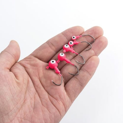 Dr.Fish 20 Pack Fishing Jig Heads, Crappie Jigs Round Ball Sickle Hooks Freshwater Fishing Hook Lures Bass Trout Panfish Bluegill - color: Pink, size: 1/4oz-#2 Hook