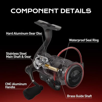 Handing M1 Elite Spinning Reels Fishing Reels Spinning 13.23 Lbs Max Drag Screw-in Handle Slow Oscillation System 5.2:1 Gear Ratio 9+1 Stainless BB Size 1000-4000 - size: Size 2000