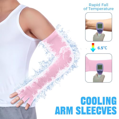 UV Protection Gloves - Non Slip Sunblock Gloves for Summer Outdoor Fishing & Driving - color: Pink White