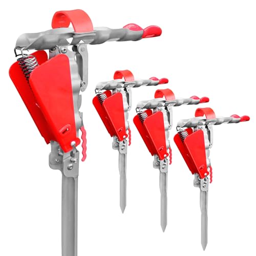 Automatic Spring Fishing Rod Holder 2 Pack - Stainless Steel for Ground Support Brackets, Adjustable Sensitivity & Folding Fish Pole Rack - style: Double Spring 4 Pack