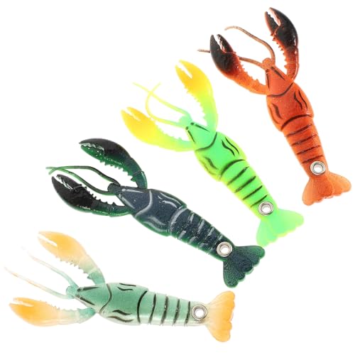 VICASKY 4pcs Soft Crawfish Fishing Lures 95mm Reusable Artificial Baits for Freshwater Bass Angling Outdoor Fishing Gear