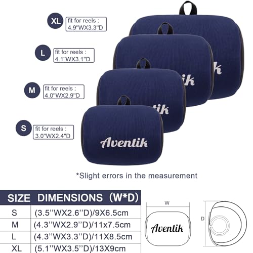 Aventik Neoprene Conventional Reel Cover Round Reel Gloves Trolling Reels Storage Reel Pouch Fits 800 1000 2000 3000 4000 5000 6000 Series Fishing Reels - color: Black/Blue, size: XL:5.1''W x 3.5''D