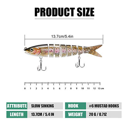 TRUSCEND Swimmax Easy Catch Fishing Lures with BKK Hooks, Wiggling, Vibrating, Rattling and Gurgling for More Bite, Heavy-Duty Dyneema Fiber Jointed Swimbaits for Bass, Trout, Walleye, Crappie, Pike - color: A2-5.5",0.7oz