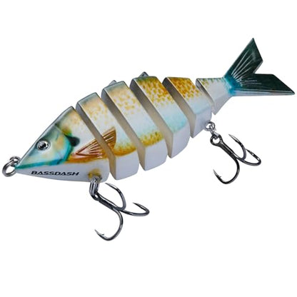 BASSDASH Bone Swimbait Multi Jointed Hard Fishing Lure for Bass Trout Bluegill Pike with Angled Cut Segments - color: Orange Bluegill