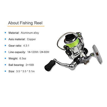 Lixada Fishing Rod Reel Combo Mini Pen Fishing Pole Kit Telescopic Fishing Rod Spinning Reel Combo Kit - color: Black, size: 1.0 m