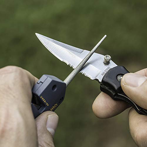 Smith’s Pocket Pal Tactical Knife Sharpener - 2 Stage Sharpener & Diamond Sharpening Rod - Pocket Clip - Outdoor Hunting Knife & Hook Sharpener - Compact & Lightweight - style: Pocket Pal (50918)