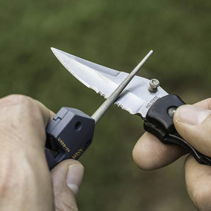Smith’s Pocket Pal Tactical Knife Sharpener - 2 Stage Sharpener & Diamond Sharpening Rod - Pocket Clip - Outdoor Hunting Knife & Hook Sharpener - Compact & Lightweight - style: Pocket Pal (50918)