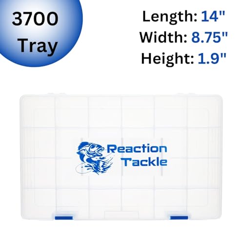 Reaction Tackle Basic Tackle Trays, Clear Plastic Utility Box Organizers with Removable Dividers for Lures, Hooks and Terminal Rigs, Fits Tackle Bags and Boxes - 3700 (2-Pack) - size: 3700 (2-Pack)