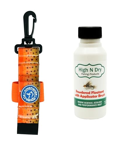 High and Dry Powder Dry Fly Floatant with Brush with Kingfisher Dry Shake Holder - color: Fall Run Brown Trout