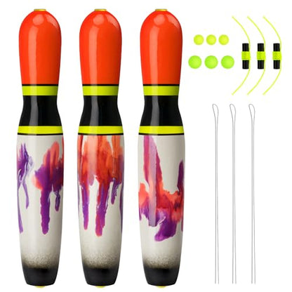 QualyQualy Catfish Fishing Bobbers, Weighted Catfish Pole Floats/LED Fsihing Bobber, 3PCS High Visibility Wood Pole Fishing Float - color: C-White Bowling Pin, size: 6"-3Pcs