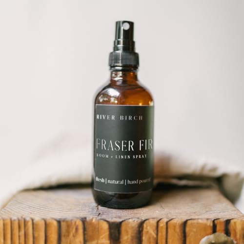 River Birch Fraser Fir Scented Linen and Room Spray | Home Fragrance | 4 oz Glass Amber Bottle | Luxury Signature Scent | Handmade in Texas - color: Fraser Fir