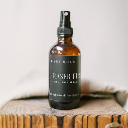 River Birch Fraser Fir Scented Linen and Room Spray | Home Fragrance | 4 oz Glass Amber Bottle | Luxury Signature Scent | Handmade in Texas - color: Fraser Fir