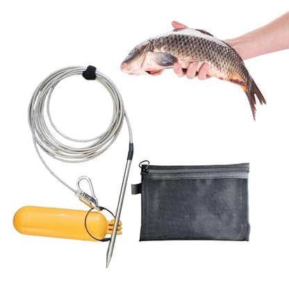 Corrosion-Resistant Fish Needle Hook Stringer, Stainless Steel Spear Fishing Cable & Float for Live Fishes Holder Accessories Saltwater Fishing Accessories - size: 4 meters