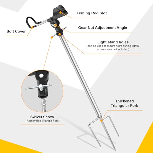 Fishing Rod Holders, Fishing Pole Holders for Ground, Multifunctional Stainless Steel Beach Fishing Rod Holder Fishing Gifts for Men(2 Pack ) - color: Black
