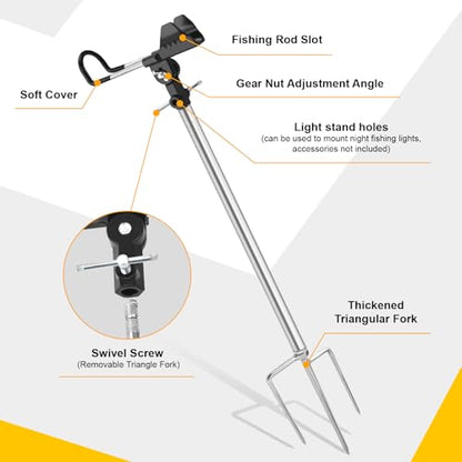 Fishing Rod Holders, Fishing Pole Holders for Ground, Multifunctional Stainless Steel Beach Fishing Rod Holder Fishing Gifts for Men(2 Pack ) - color: Black