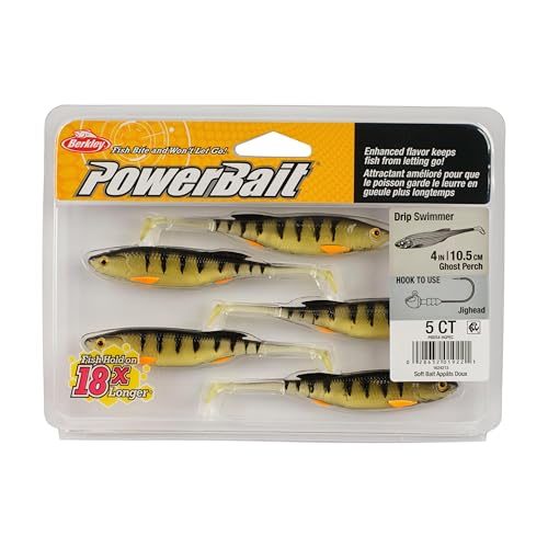 Berkley PowerBait Drip Swimmer Fishing Soft Bait - color: Ghost Perch, size: 4"
