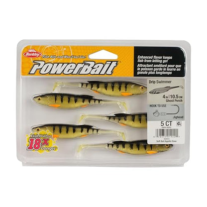 Berkley PowerBait Drip Swimmer Fishing Soft Bait - color: Ghost Perch, size: 4"