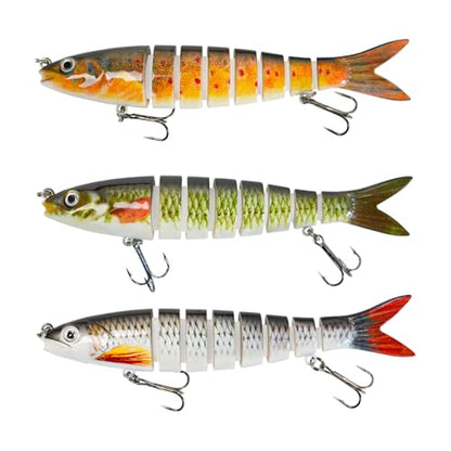Multi-Joint Sinking Glide Baits, 3.9" Musky Lures, Walleye Fishing Lures for Bass, Trout, Barracuda, Freshwater & Saltwater Fishing