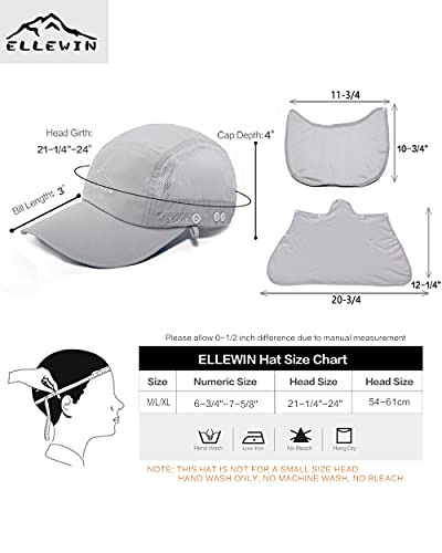 Outdoor Sun Hat for Men Women UPF 50+ Fishing UV Hat with Neck Flap Face Cover for Sun Protection - color: Light Grey-regular Brim