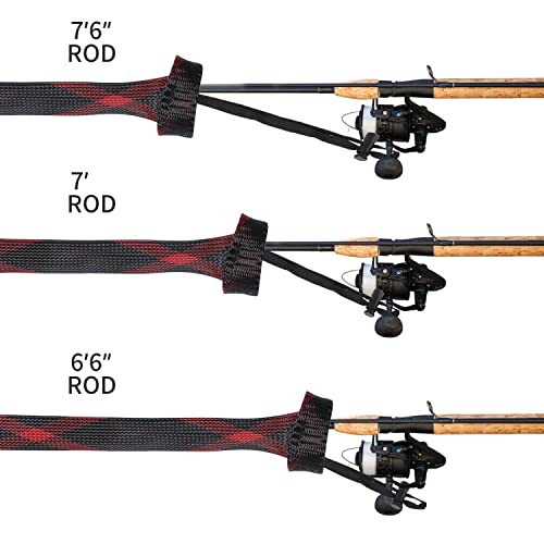 NATRUTH Rod Sock Fishing(10pcs)，Rod Sleeve Rod Covers 67inches/74.8inches Braided Mesh with Lanyard Rod Protector Pole Gloves Fishing Tools. Flat or Pointed End/Spinning for Casting Sea Fishing Rod