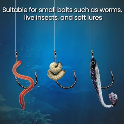 FishTrip Octopus Baitholder Fishing Hooks, 50/100pcs Bait Holder Hook Sharp Double Barbed High Carbon Steel Offset Circle Hooks Live Bait Fish Hooks for Freshwater Saltwater Size 8-5/0 - size: 2/0#_100pcs