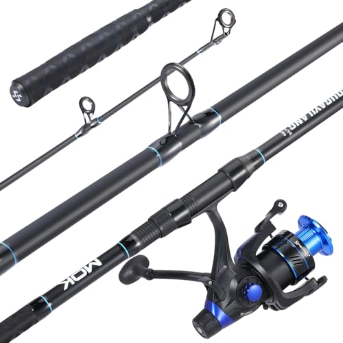 Sougayilang Surf Fishing Rod Combo Medium/Heavy 3 Piece Baitfeeder Spinning Combo with 4000 Size Reel for Travel - size: 9FT Rod with 4000 Reel