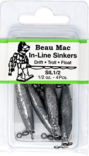 Beau Mac in-Line Sinker | SIL | Precision Weighted Drift Fishing Sinker | For River, Stream, & Float Fishing | Durable | Ideal for Steelhead, Salmon & Trout - size: 1/2oz