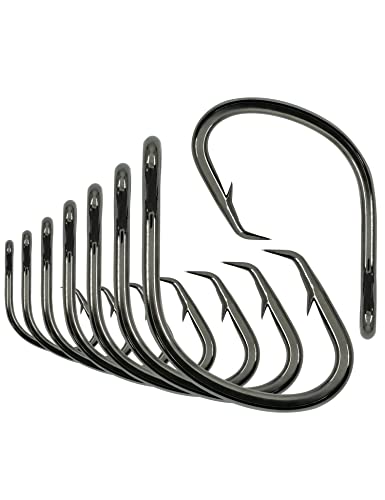 BLUEWING Wide Gap Offset Circle Hook with Big Game Stainless Steel Swivel, Live Bait, Ringed for Freshwater and Saltwater - size: 4/0 - 25pcs