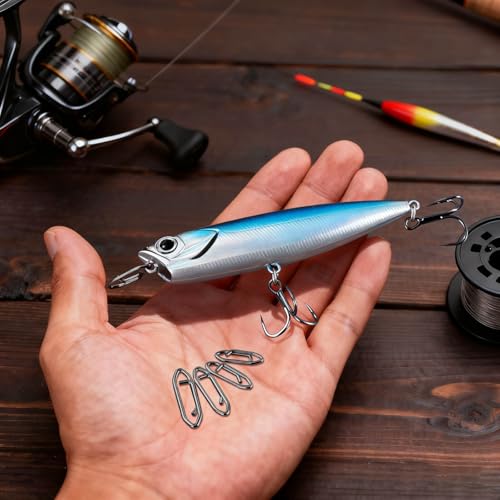 100PCS Fishing Speed Clips, Fishing Swivels & Snaps, High Strength Speed Clips for Fishing Lures, Quick Change Snap Set, Freshwater Saltwater Lure Connector Tackle - color: Black