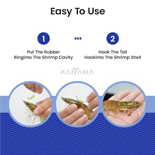 KANAMA Luminous Live Shrimp Hooks - High Carbon Steel Fishing Hooks Saltwater Corrosion Resistant Barbed Strong Hooks Freshwater Shrimp Walker, Ideal for Bass, Groupers, Pike, Catfish & More - size: (S+M+L) ×1